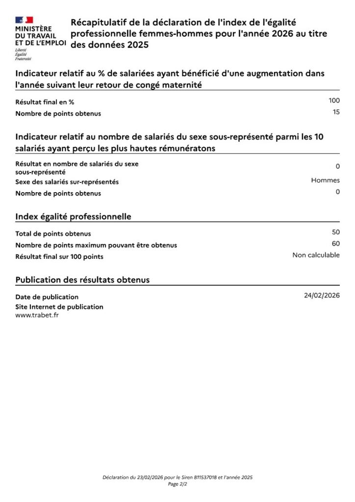 index egalit&eacute; professionnelle 2025 2